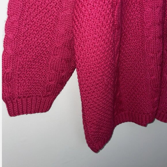Vintage LL Bean Women’s 100% Wool Sweater Fisherman Cable Knit XL Pockets - Picture 4 of 16